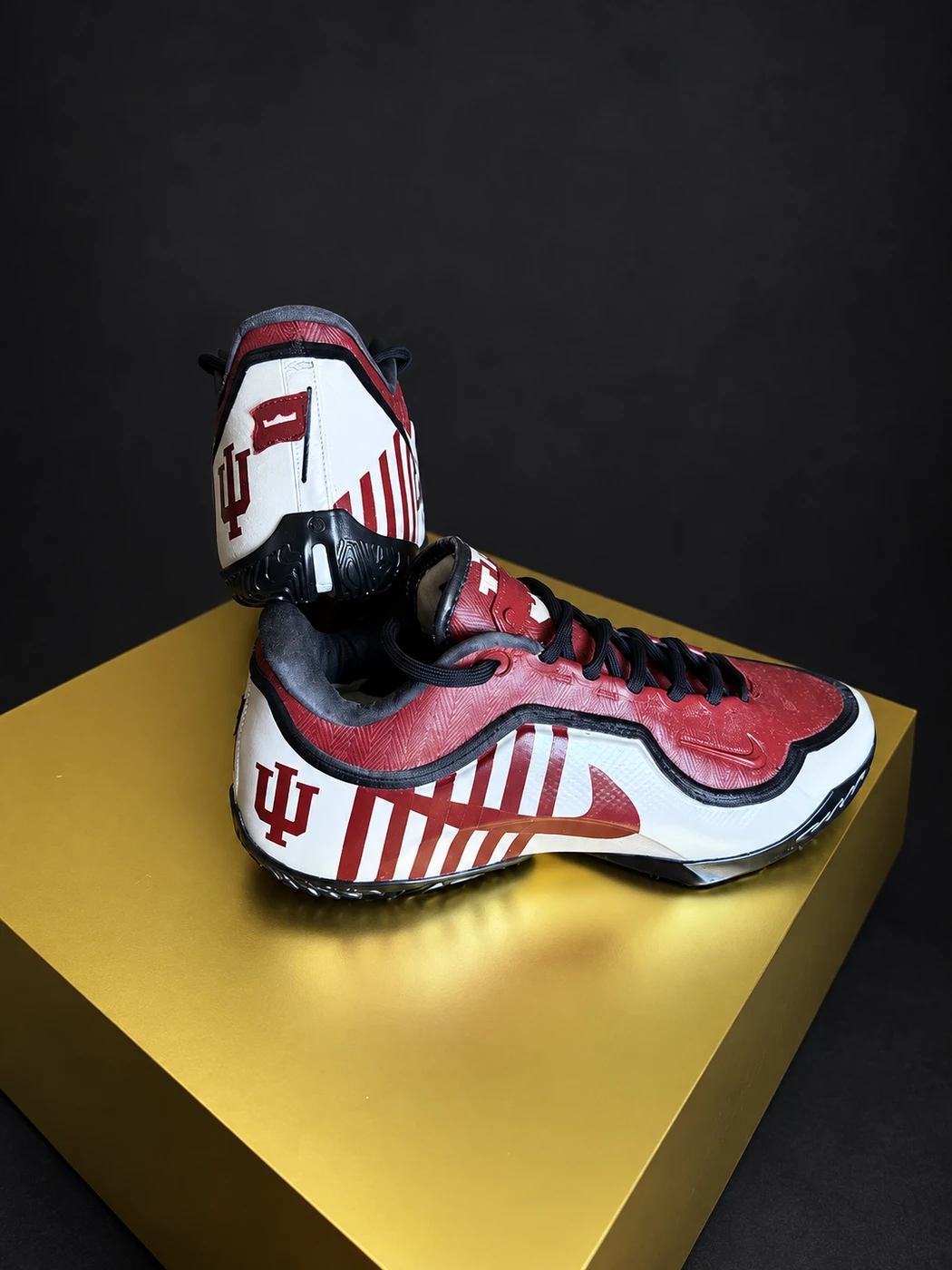 Side profile of the finished custom sneaker showing the IU-inspired design
